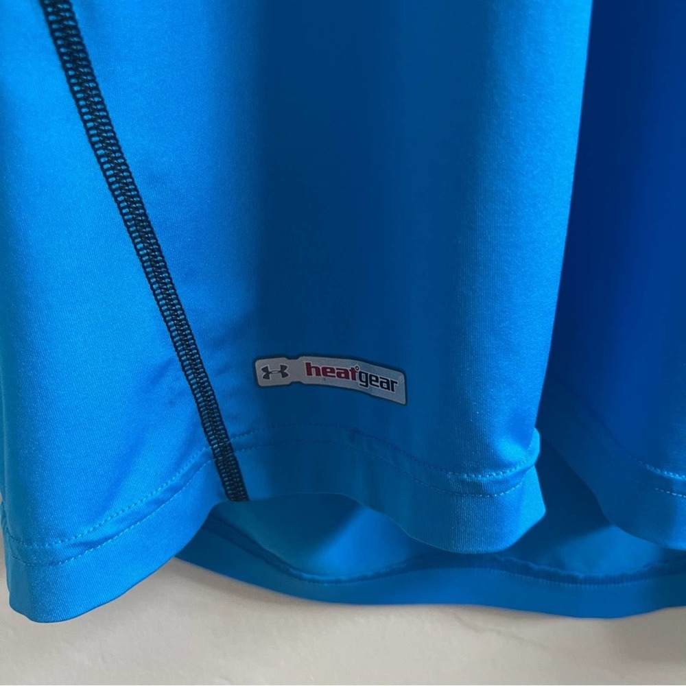 Under Armour Men’s Heat Gear Turquoise Athletic Tee Size XL Fitted Crewneck - Picture 4 of 9